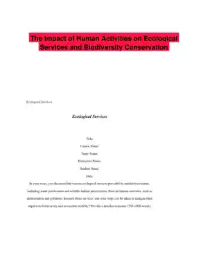 The Impact of Human Activities on Ecological Services and Biodiversity Conservation