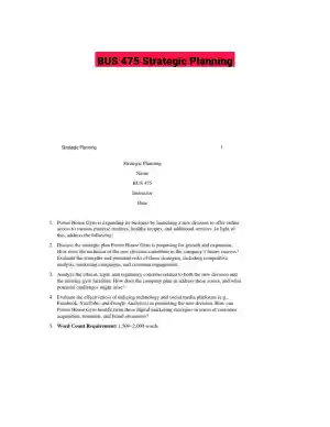 BUS 475 Strategic Planning