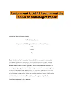 Assignment 2: LASA 1 Assignment the Leader as a Strategist Report