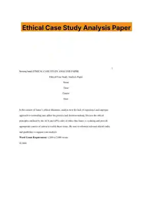 Ethical Case Study Analysis Paper