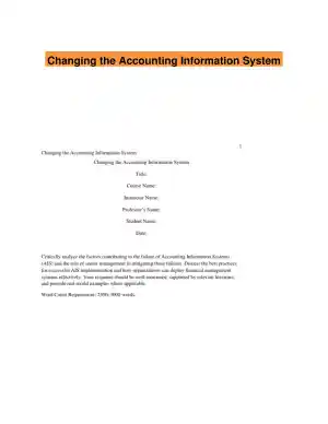 Changing the Accounting Information System