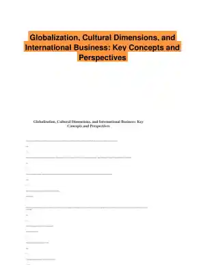 Globalization, Cultural Dimensions, and International Business: Key Concepts and Perspectives