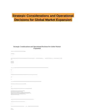 Strategic Considerations and Operational Decisions for Global Market Expansion