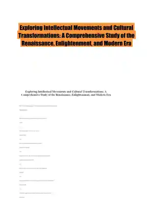 Exploring Intellectual Movements and Cultural Transformations: A Comprehensive Study of the Renaissance, Enlightenment, and Modern Era