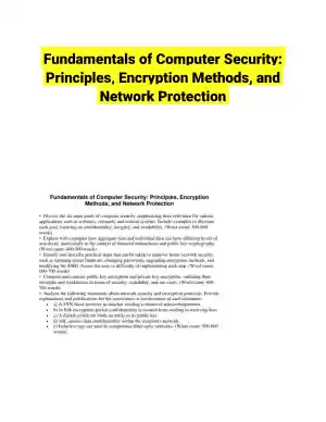 Fundamentals of Computer Security: Principles, Encryption Methods, and Network Protection