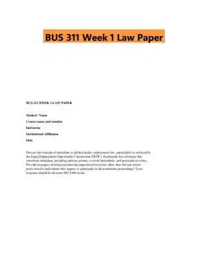 BUS 311 Week 1 Law Paper