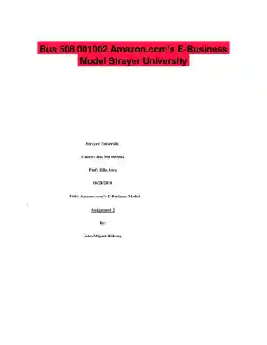 Bus 508 001002 Amazon.com�s E-Business Model Strayer University