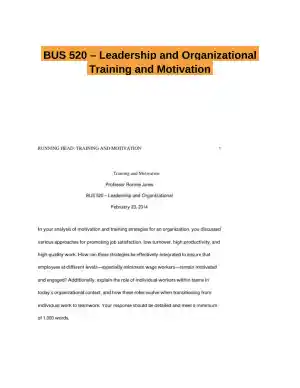 BUS 520 � Leadership and Organizational Training and Motivation
