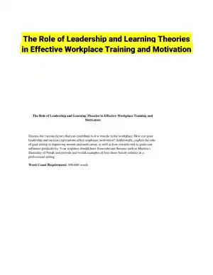 The Role of Leadership and Learning Theories in Effective Workplace Training and Motivation