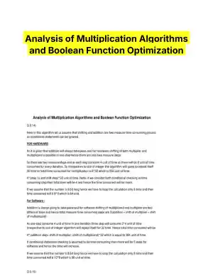 Analysis of Multiplication Algorithms and Boolean Function Optimization