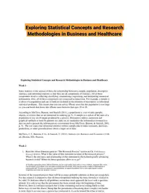 Exploring Statistical Concepts and Research Methodologies in Business and Healthcare