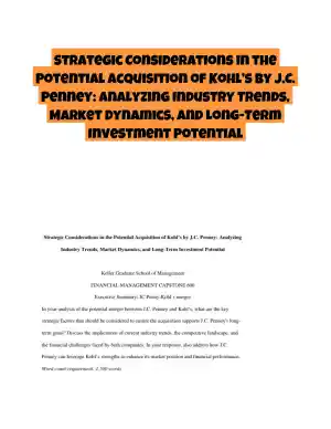 Strategic Considerations in the Potential Acquisition of Kohl�s by J.C. Penney
