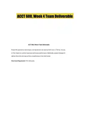 ACCT 600, Week 4 Team Deliverable