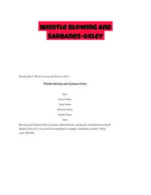 Whistle blowing and Sarbanes-Oxley