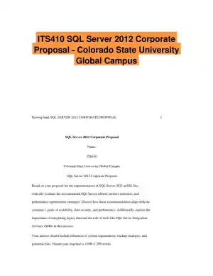 ITS410 SQL Server 2012 Corporate Proposal - Colorado State University Global Campus