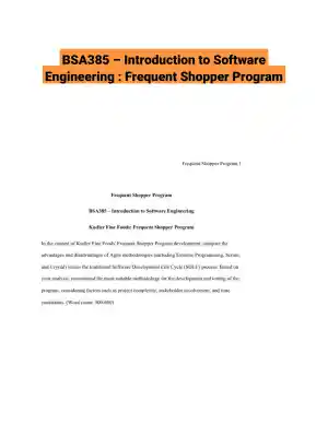 BSA385 � Introduction to Software Engineering : Frequent Shopper Program