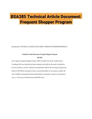 BSA385 Technical Article Document: Frequent Shopper Program