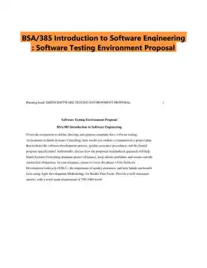 BSA/385 Introduction to Software Engineering : Software Testing Environment Proposal
