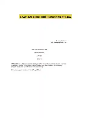 LAW 421 Role and Functions of Law