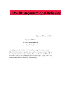 BUS610: Organizational Behavior