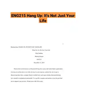 ENG215 Hang Up: It's Not Just Your Life