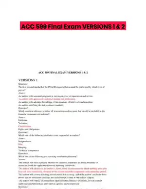ACC 599 Final Exam VERSIONS 1 & 2