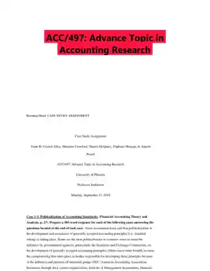ACC/497: Advance Topic in Accounting Research