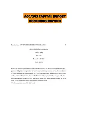 ACC/543 Capital Budget Recommendation
