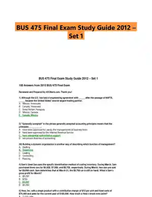 BUS 475 Final Exam Study Guide 2012 � Set 1