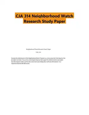 CJA 314 Neighborhood Watch Research Study Paper