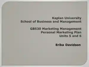Personal Marketing Plan Units 5 And 6 - GB530