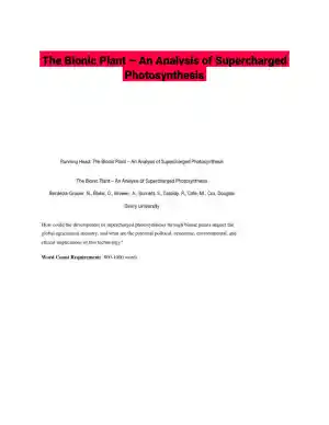 The Bionic Plant � An Analysis of Supercharged Photosynthesis