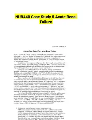 NUR440 Case Study 5 Acute Renal Failure