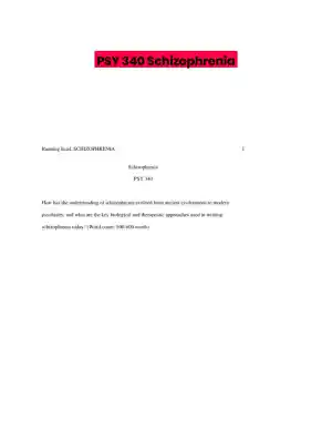 PSY 340 Schizophrenia