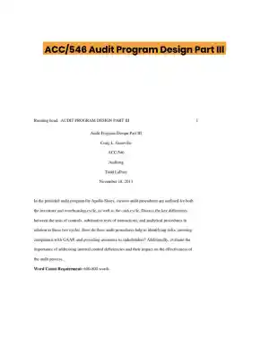 ACC/546 Audit Program Design Part III