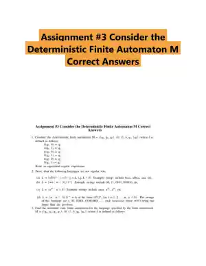 Assignment #3 Consider the Deterministic Finite Automaton M Correct Answers