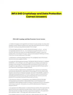 INFA 640 Cryptology and Data Protection Correct Answers