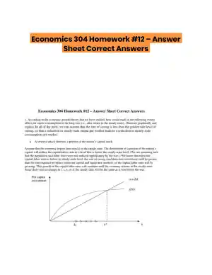 Economics 304 Homework #12 � Answer Sheet Correct Answers