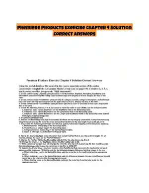 Premiere Products Exercise Chapter 4 Solution Correct Answers