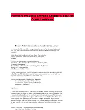 Premiere Products Exercise Chapter 5 Solution Correct Answers