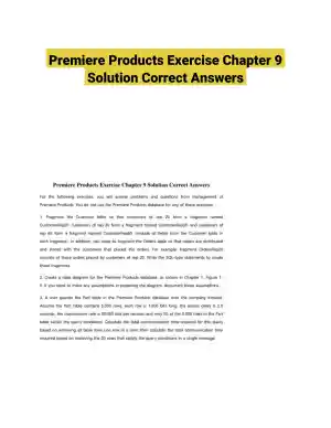 Premiere Products Exercise Chapter 9 Solution Correct Answers