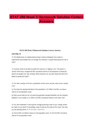 STAT 200 Week 5 Homework Solution Correct Answers