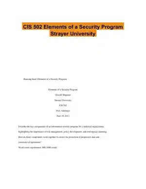 CIS 502 Elements of a Security Program Strayer University