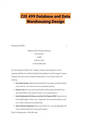 CIS 499 Database and Data Warehousing Design