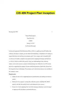 CIS 499 Project Plan Inception