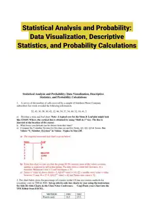 Statistical Analysis and Probability: Data Visualization, Descriptive Statistics, and Probability Calculations