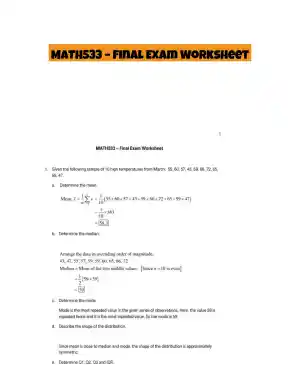 MATH533 � Final Exam Worksheet