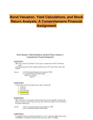 Bond Valuation, Yield Calculations, and Stock Return Analysis: A Comprehensive Financial Assignment
