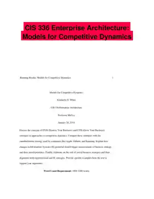 CIS 336 Enterprise Architecture: Models for Competitive Dynamics