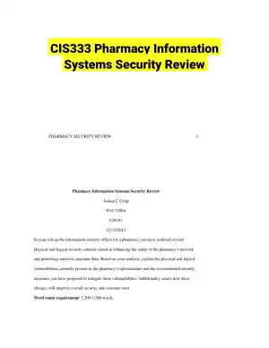 CIS333 Pharmacy Information Systems Security Review